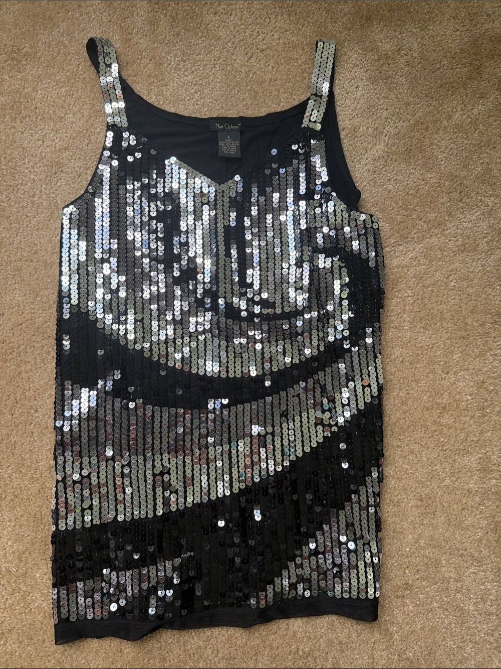 Sequined Black & Silver Tank Top